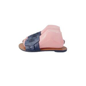 Tory Burch Women's Navy Blue Melinda Leather Strap Slide Sandal Size US 9.5
